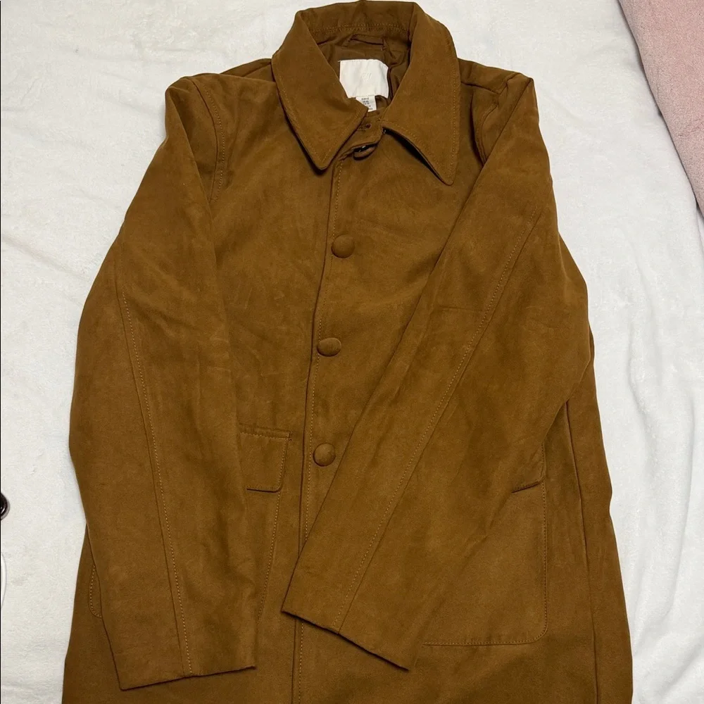 H&M Tan Suede Button-Front Jacket - Picture 4 of 4